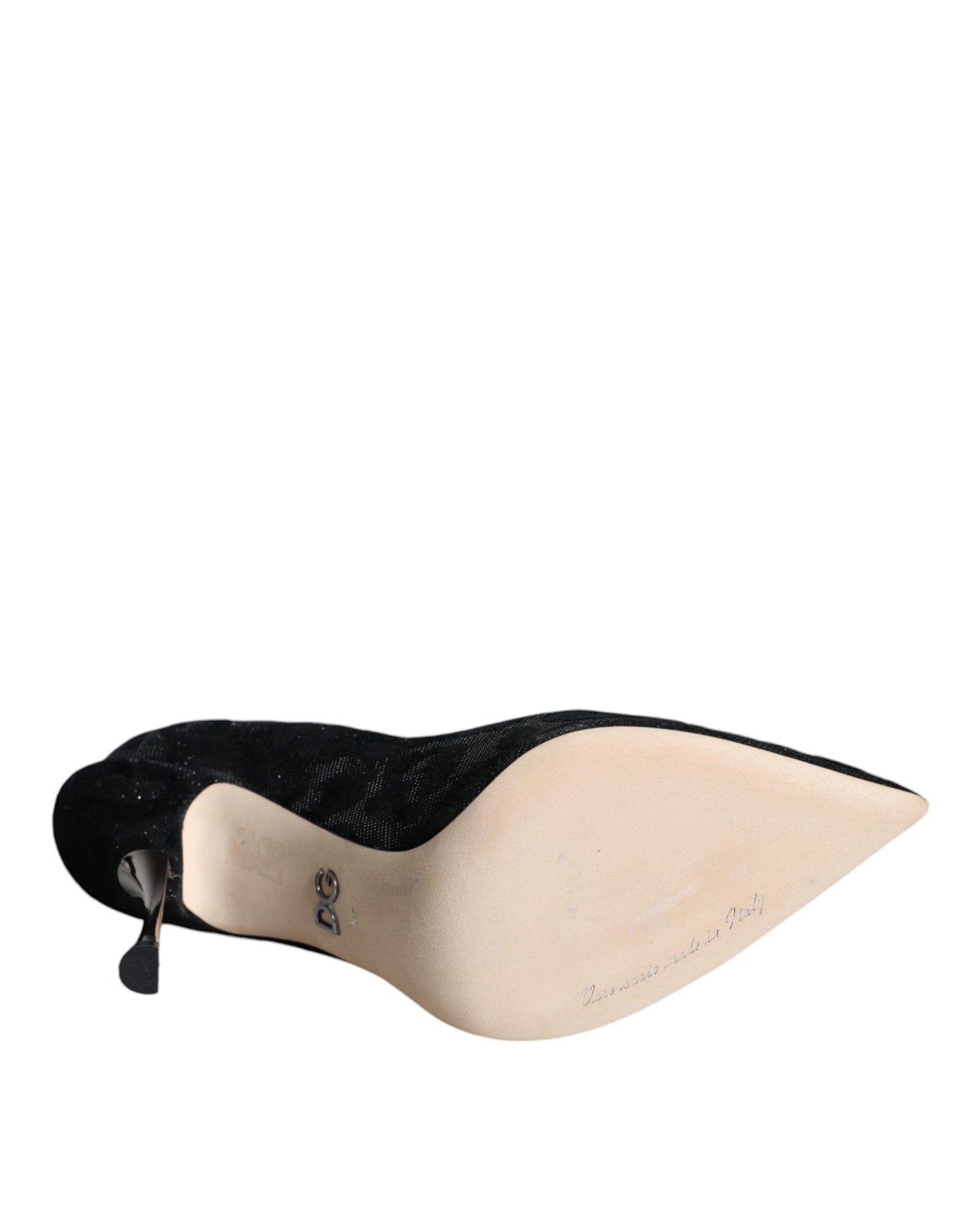 Zapatos de tacón alto de lúrex con estampado de leopardo negro