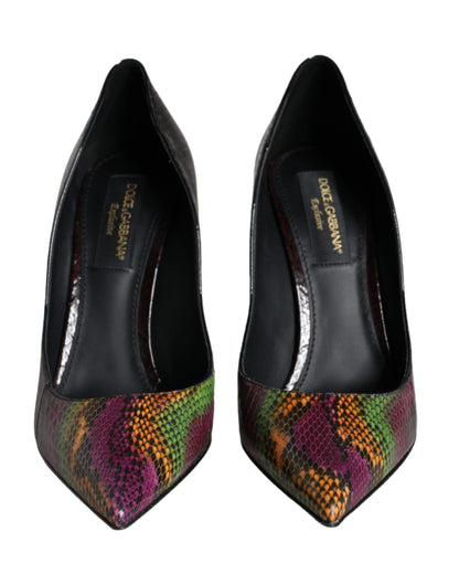 Zapatos de tacón de piel exótica multicolor