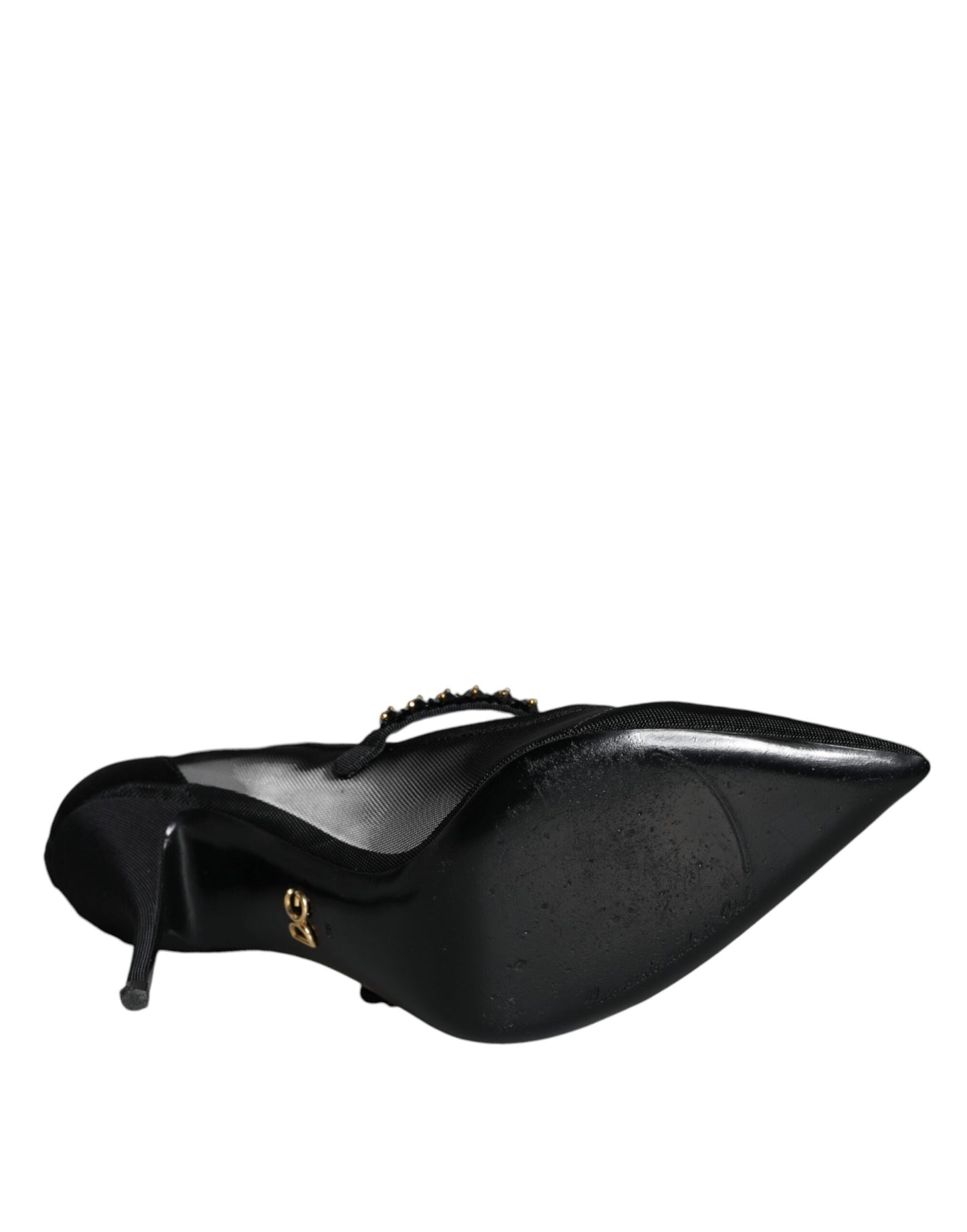 Zapatos de tacón Mary Jane de malla negra con cristales