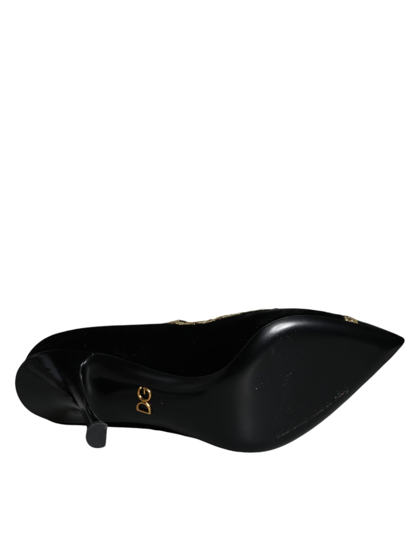 Zapatos Mary Jane negros de terciopelo dorado