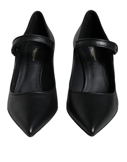 Zapatos Mary Jane de tacón con logo en cuero negro