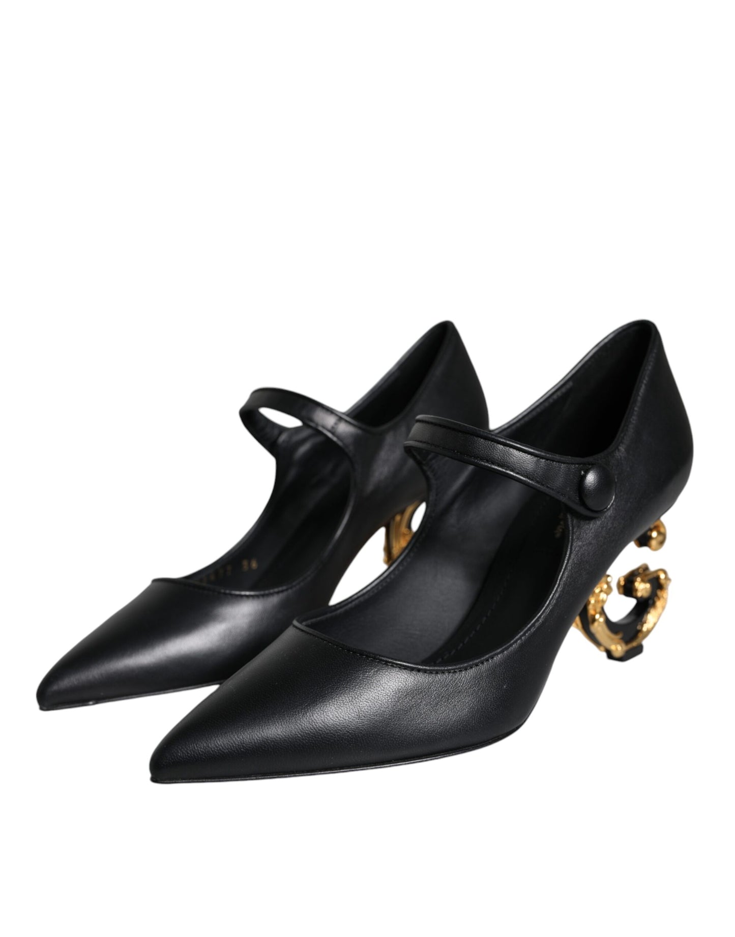 Zapatos Mary Jane de tacón con logo en cuero negro