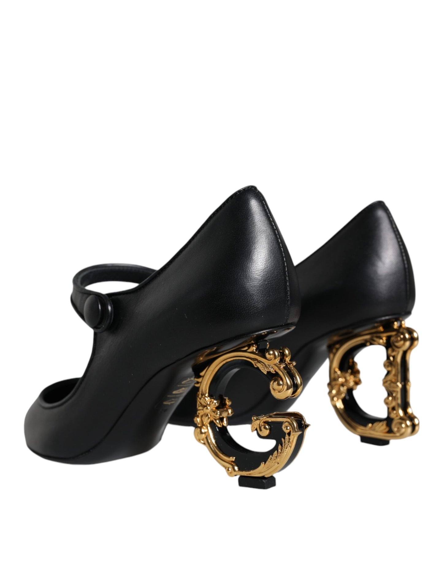 Zapatos Mary Jane de tacón con logo en cuero negro