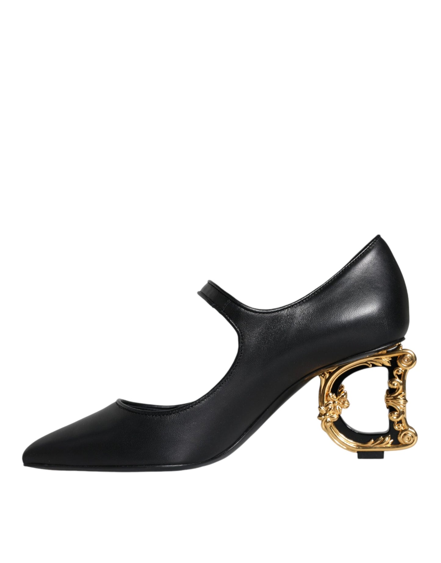Zapatos Mary Jane de tacón con logo en cuero negro