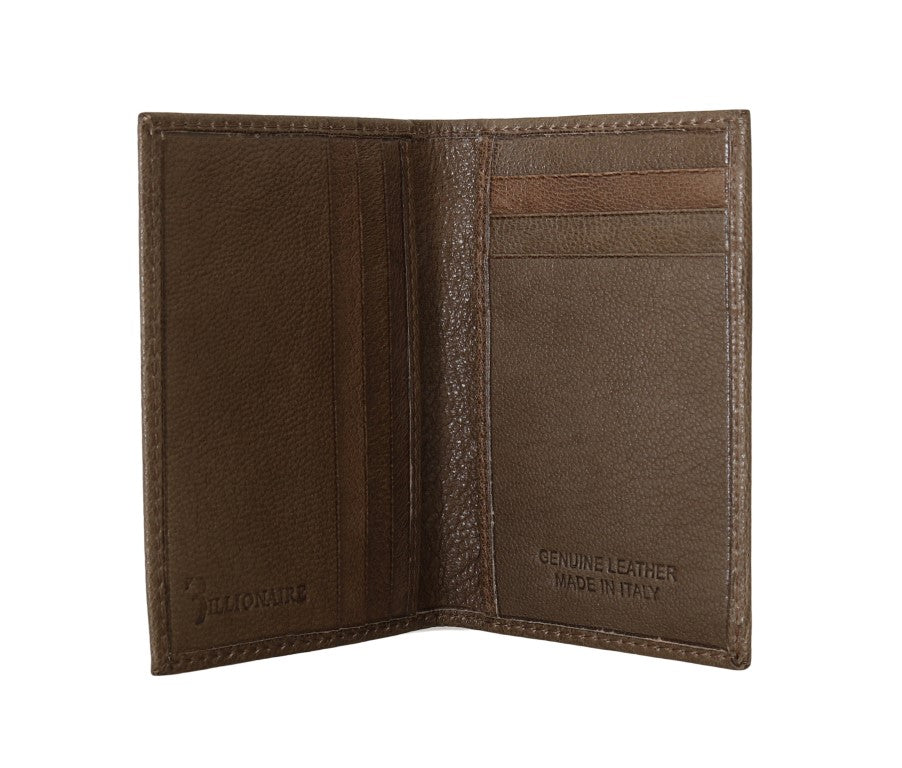 Elegante cartera de cuero marrón para hombre
