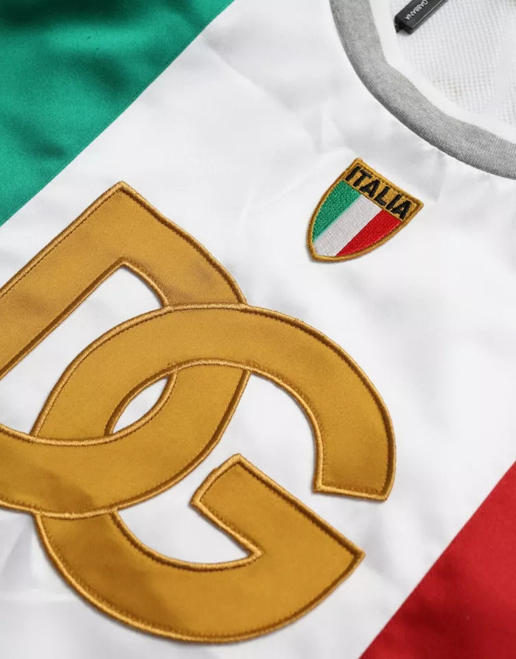 Camiseta de baloncesto sin mangas blanca y verde con bandera italiana