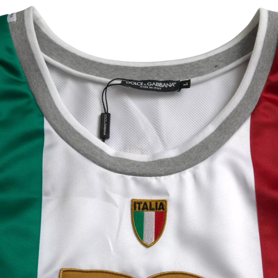 Camiseta de baloncesto sin mangas blanca y verde con bandera italiana