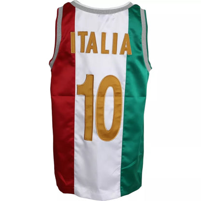 Camiseta de baloncesto sin mangas blanca y verde con bandera italiana