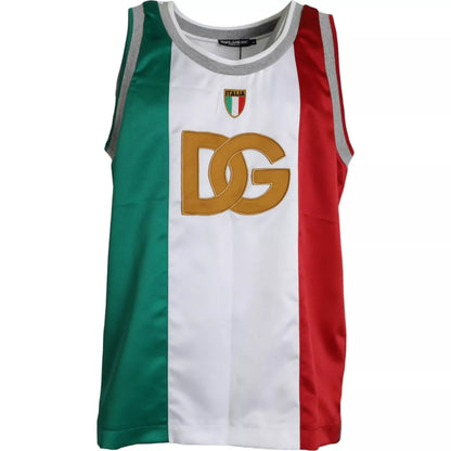 Camiseta de baloncesto sin mangas blanca y verde con bandera italiana