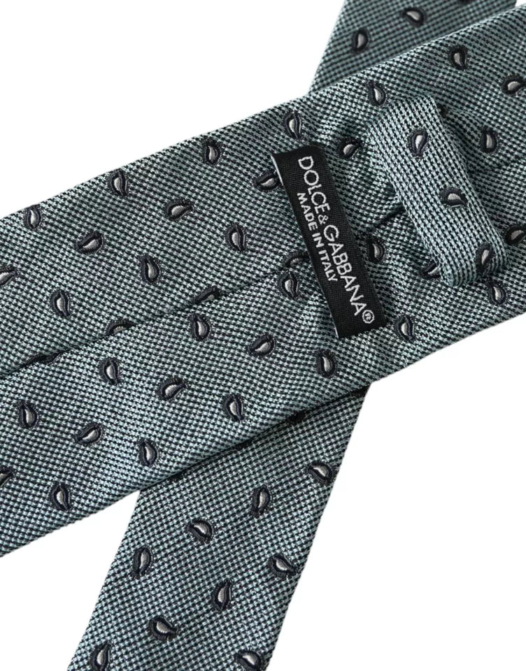 Corbata ajustable para hombre, 100 % seda verde con estampado