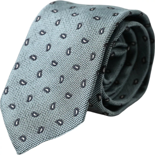 Corbata ajustable para hombre, 100 % seda verde con estampado