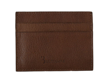 Elegante cartera de cuero marrón para hombre