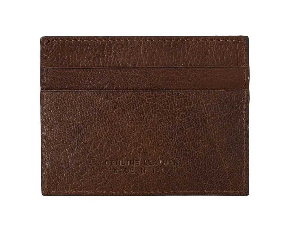 Elegante cartera de cuero marrón para hombre