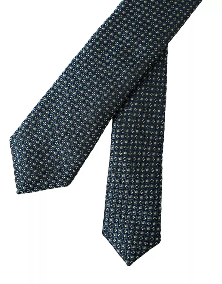 Corbata ajustable para hombre 100 % seda con estampado verde