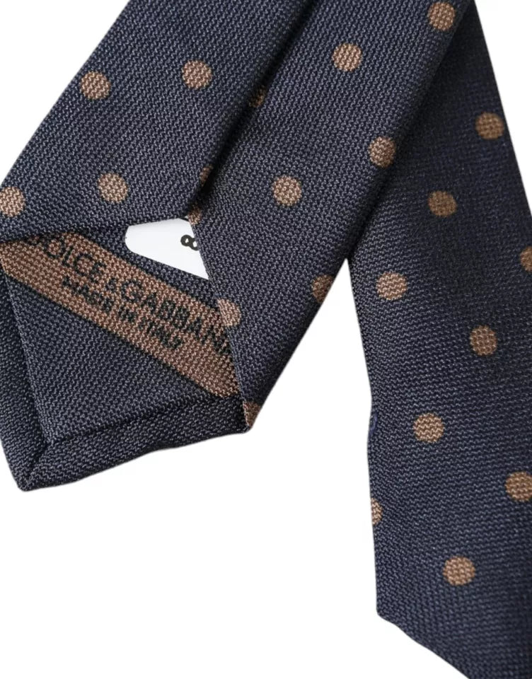 Corbata ajustable de seda fantasía con lunares negros para hombre