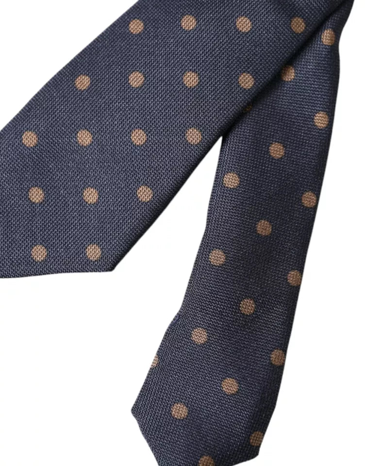 Corbata ajustable de seda fantasía con lunares negros para hombre