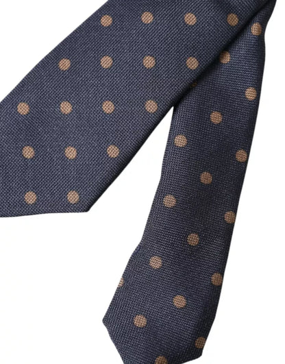 Corbata ajustable de seda fantasía con lunares negros para hombre