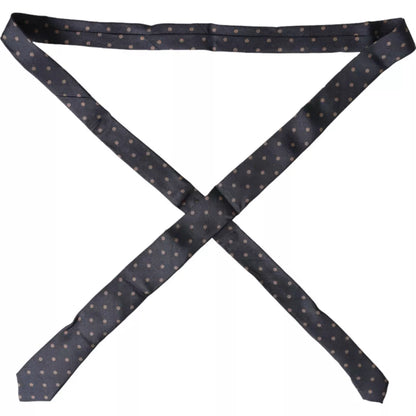 Corbata ajustable de seda fantasía con lunares negros para hombre