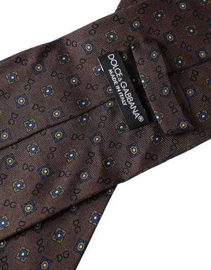 Corbata ajustable de seda marrón con logotipo de marca para hombre