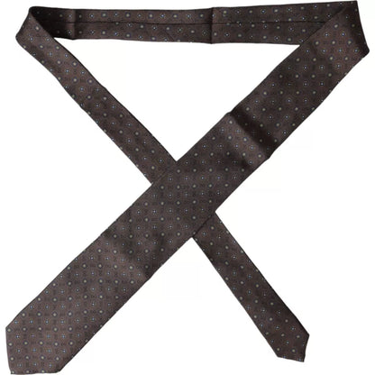 Corbata ajustable de seda marrón con logotipo de marca para hombre