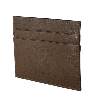 Elegante cartera de piel color tórtola para hombre