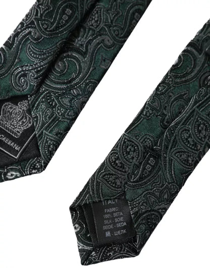 Corbata ajustable para hombre 100 % seda con estampado floral verde
