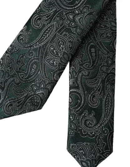 Corbata ajustable para hombre 100 % seda con estampado floral verde