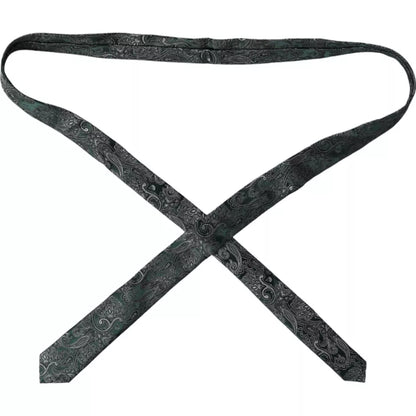 Corbata ajustable para hombre 100 % seda con estampado floral verde