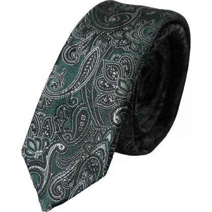 Corbata ajustable para hombre 100 % seda con estampado floral verde