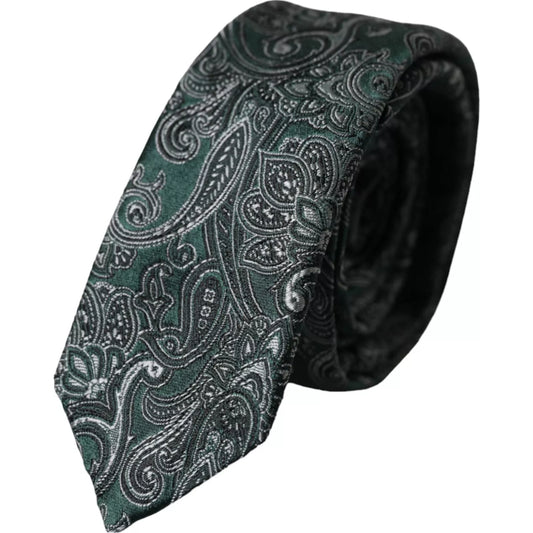 Corbata ajustable para hombre 100 % seda con estampado floral verde