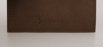 Elegante cartera de piel color tórtola para hombre