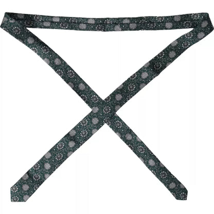 Corbata ajustable de seda con estampado floral verde para hombre