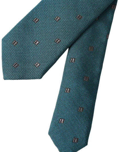 Corbata ajustable de seda con estampado verde para hombre