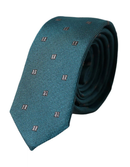 Corbata ajustable de seda con estampado verde para hombre
