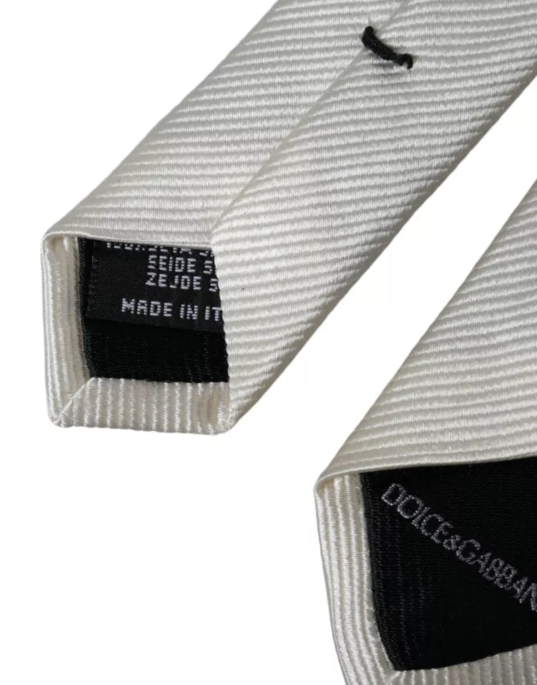Corbata ajustable blanca lisa 100 % seda
