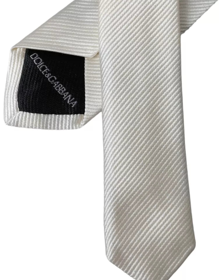 Corbata ajustable blanca lisa 100 % seda