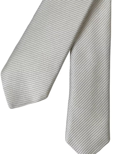 Corbata ajustable blanca lisa 100 % seda