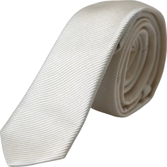 Corbata ajustable blanca lisa 100 % seda