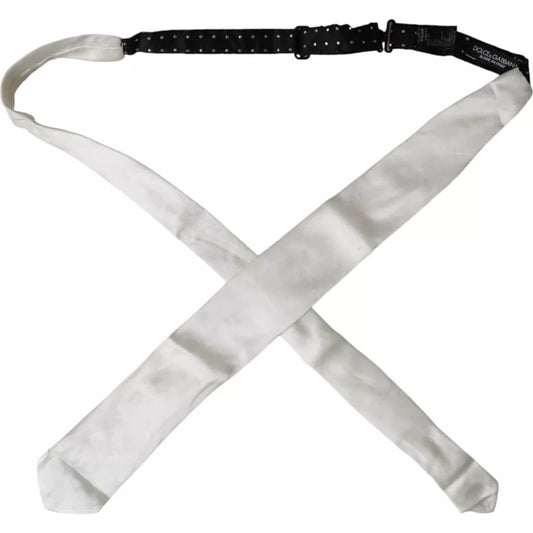 Corbata ajustable de seda 100 % blanca para hombre