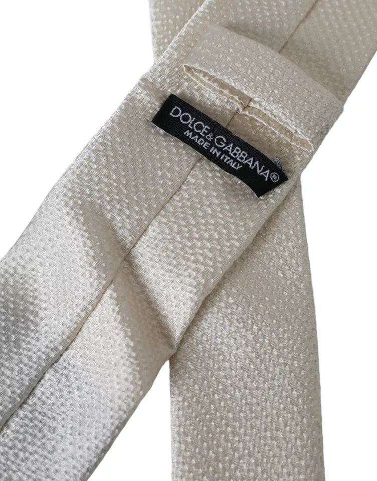 Corbata ajustable para hombre de seda 100 % color blanco roto