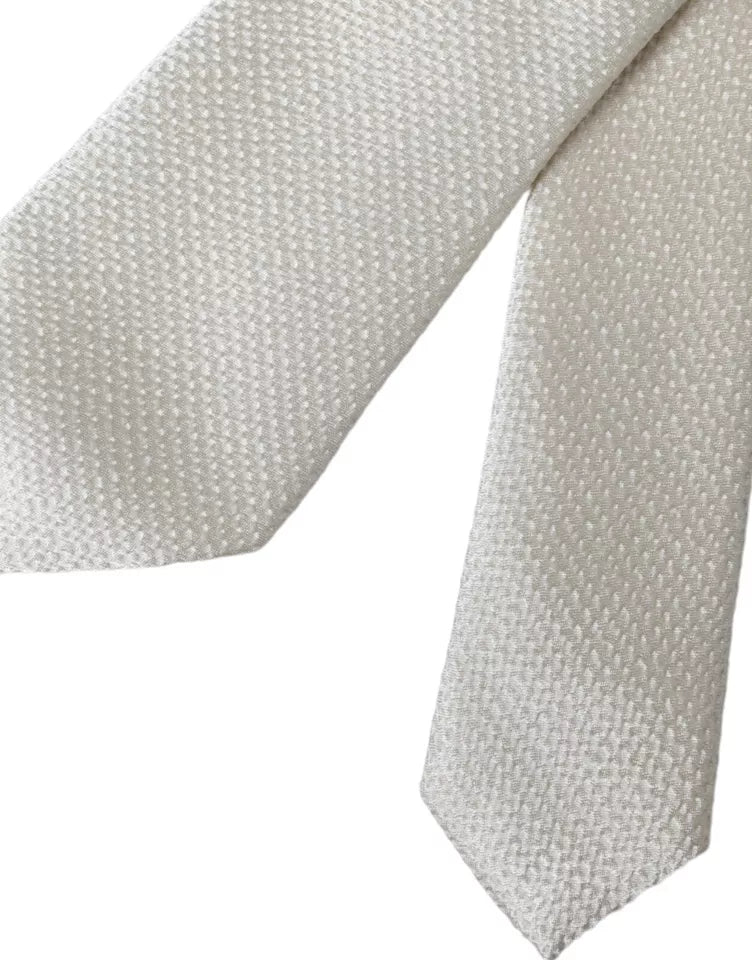 Corbata ajustable para hombre de seda 100 % color blanco roto