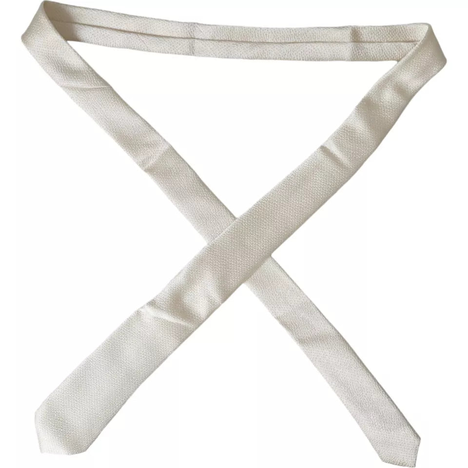 Corbata ajustable para hombre de seda 100 % color blanco roto