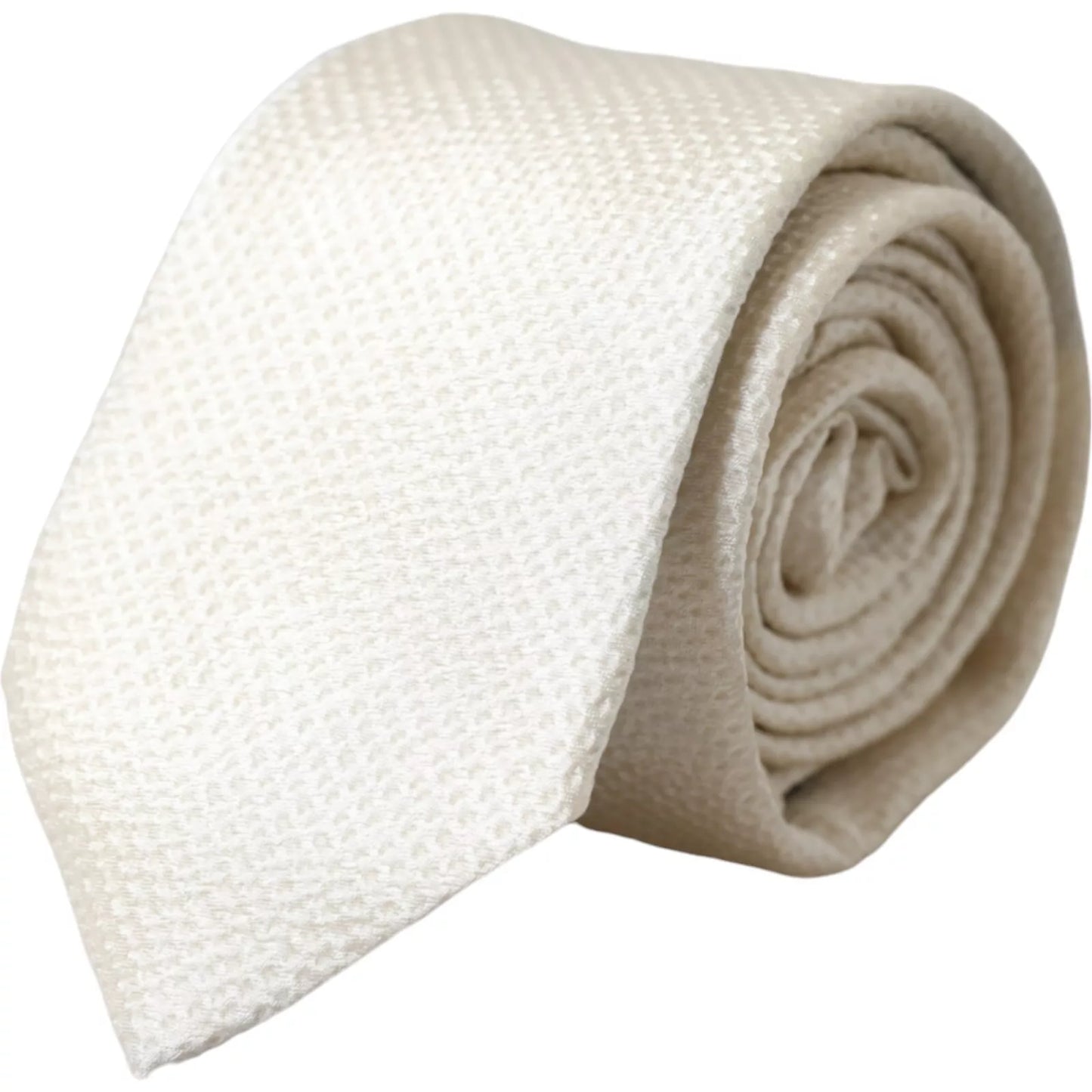 Corbata ajustable para hombre de seda 100 % color blanco roto