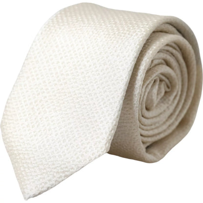 Corbata ajustable para hombre de seda 100 % color blanco roto