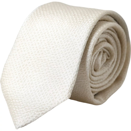 Corbata ajustable para hombre de seda 100 % color blanco roto
