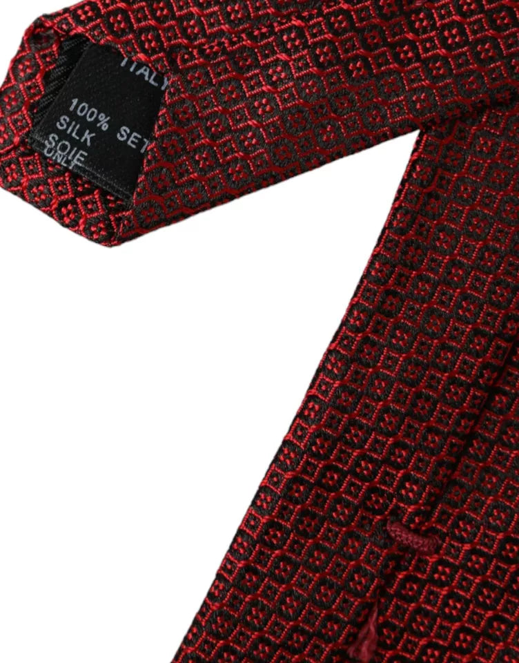 Corbata ajustable para hombre 100 % seda con estampado rojo