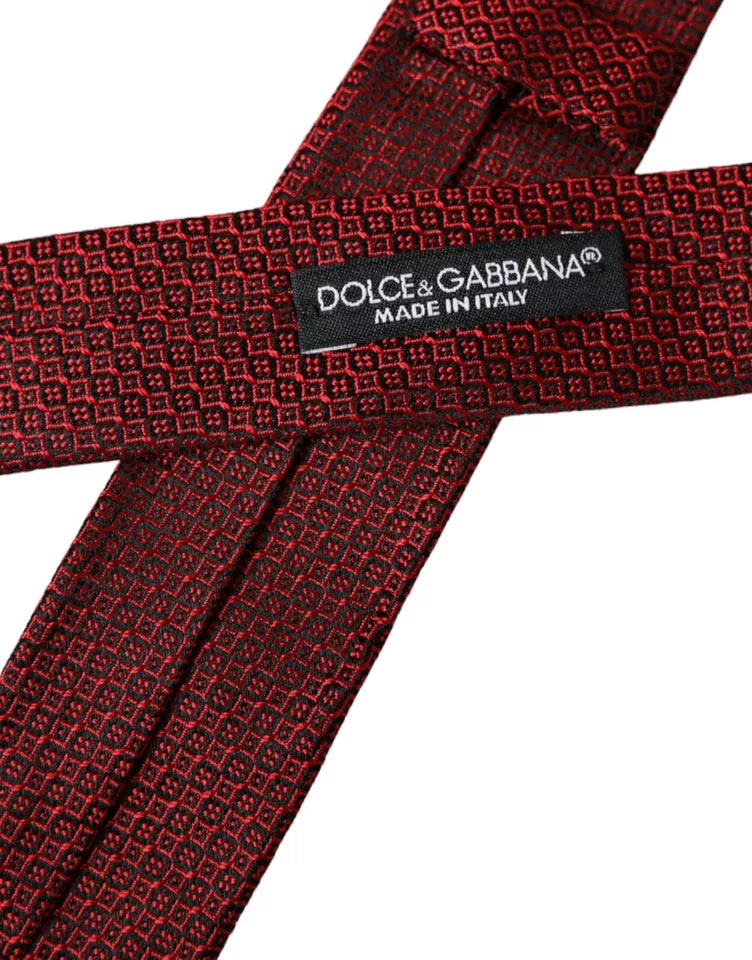 Corbata ajustable para hombre 100 % seda con estampado rojo