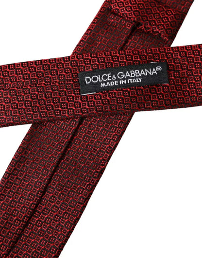 Corbata ajustable para hombre 100 % seda con estampado rojo