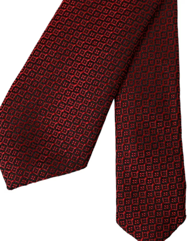 Corbata ajustable para hombre 100 % seda con estampado rojo