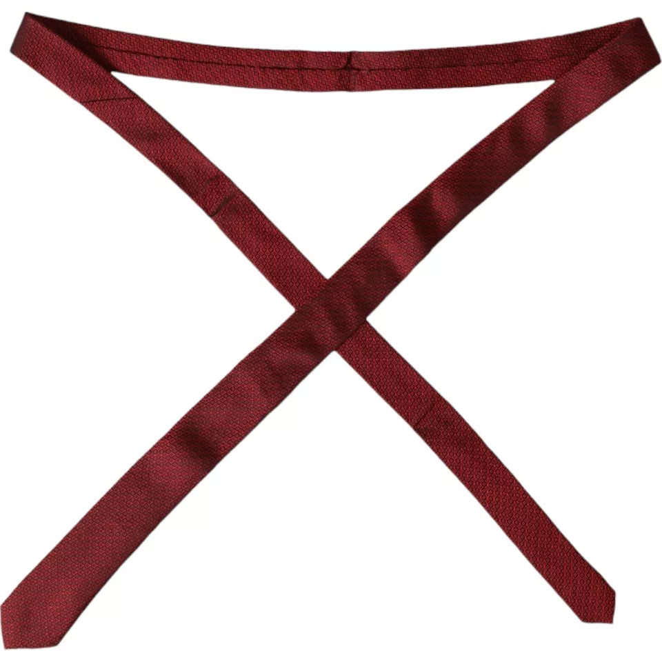 Corbata ajustable para hombre 100 % seda con estampado rojo